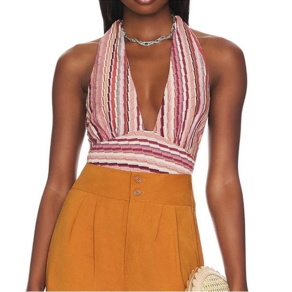 NWOT Free People Intimately Retro Babe Halter Bodysuit - Picture 3 of 11